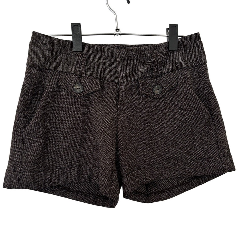 Jolt Womens Tweed Style Cuffed Shorts Brown Double Button Academic Size 5
